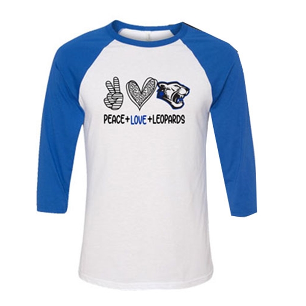 stgabrielshop.com - SG541<br>PEACE LOVE LEOPARDS 3/4 SLEEVE TEE